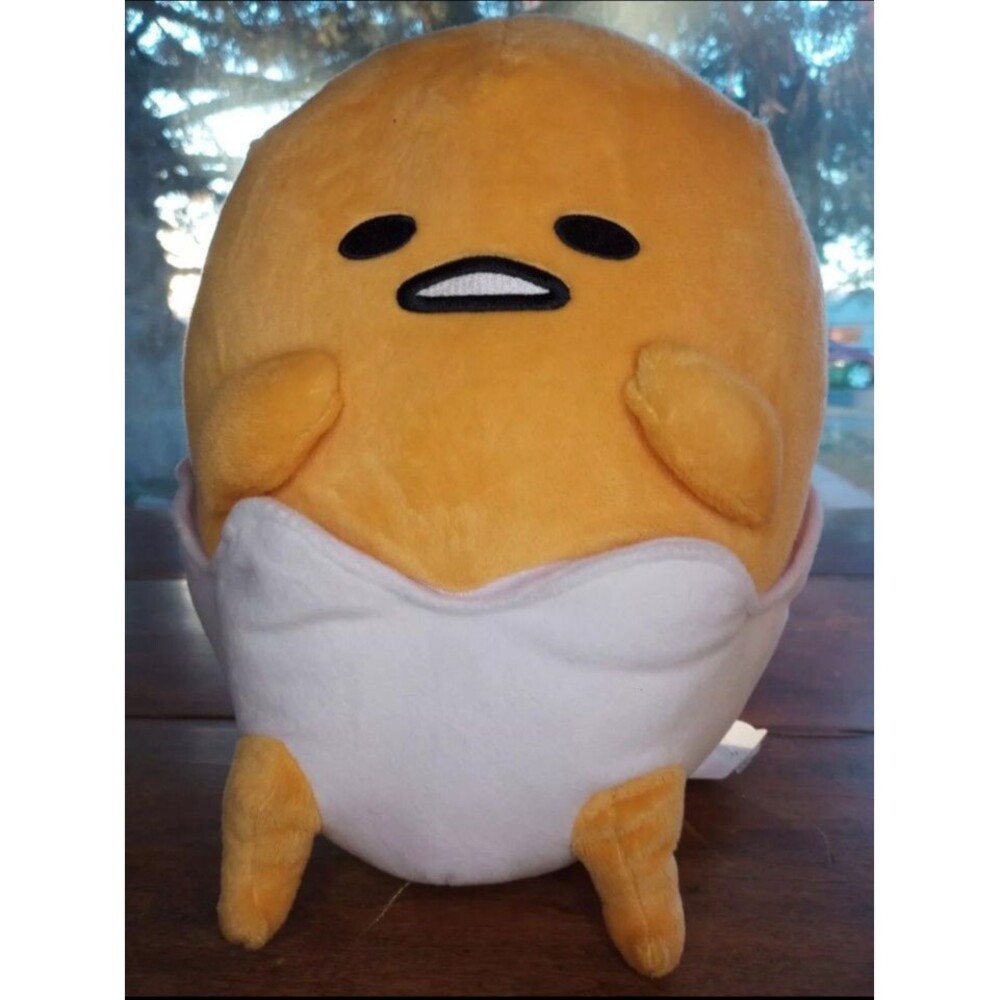 Sanrio Gudetama The Lazy Egg 11" Plush Egg in Shell Round Plush New Tags NWOT XL